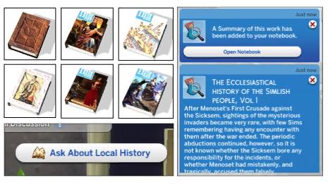 You can increase your Sim Lore skill by reading certain books, asking sims about the local history of the region you are in, and by doing historical analysis of archaeological artifacts. You can also increase Sim Lore by taking a skills class in Britechester. If you ask elderly sims that live in the region you are in about local history, you may get clues to the location of relics in the region.